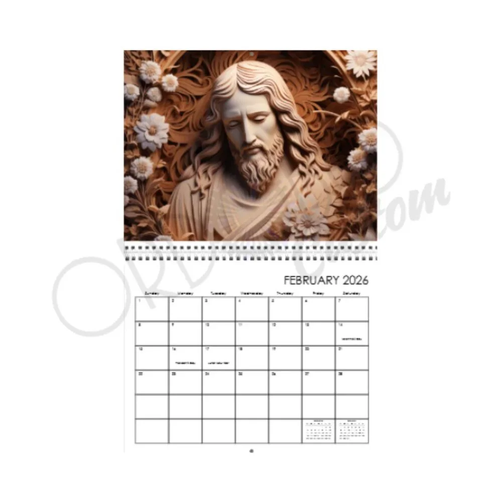 2024 Christian Wood Carvings Wall Calendar